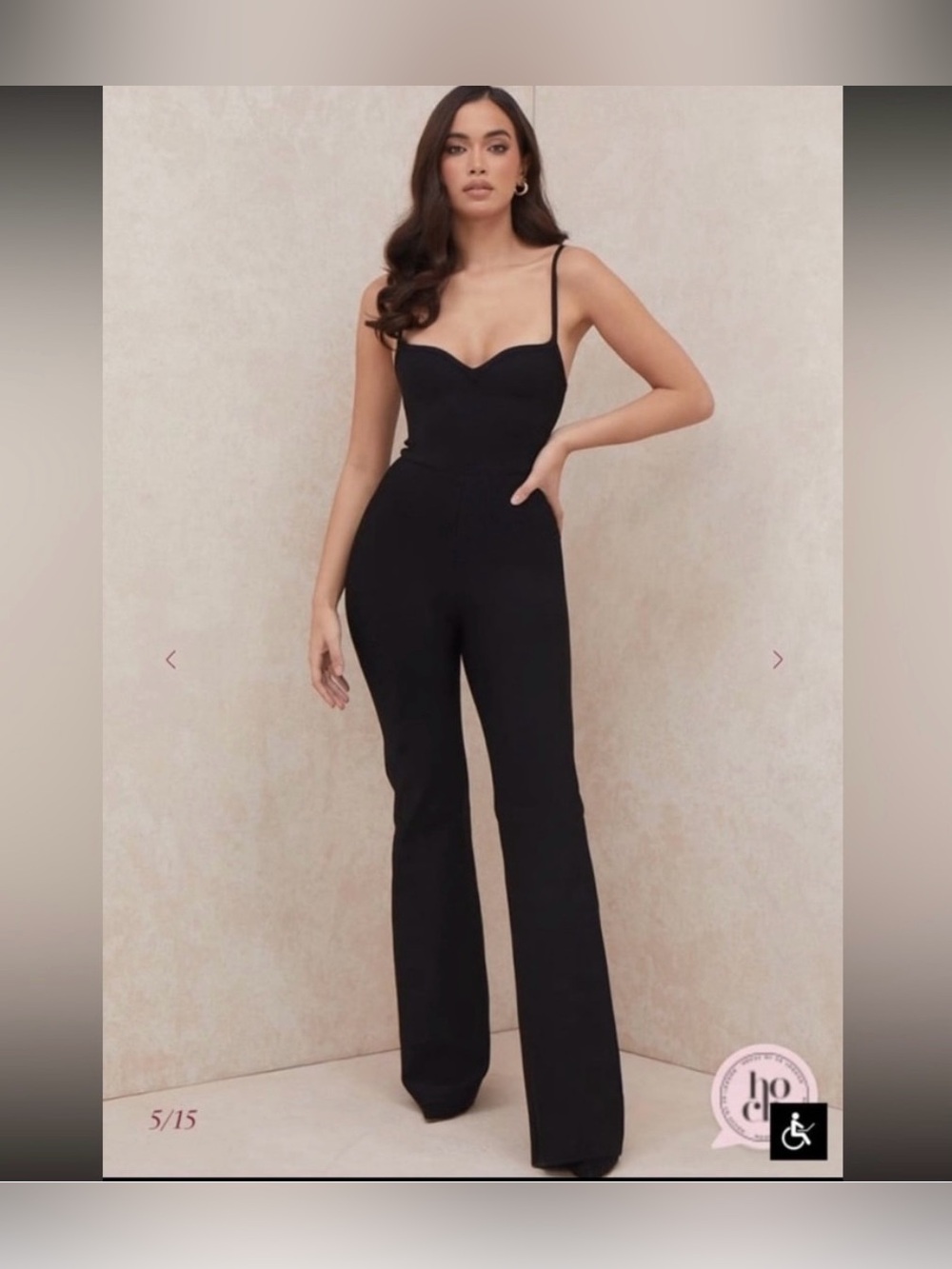 House of CB Tora Bandage Black Flare Jumpsuit